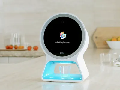 Pillo Home Healthcare Robot — Dispensing Pills adherence ai animation custom design device digital gif health interaction loader loading med medical medicare recognition spinner ui unlock ux