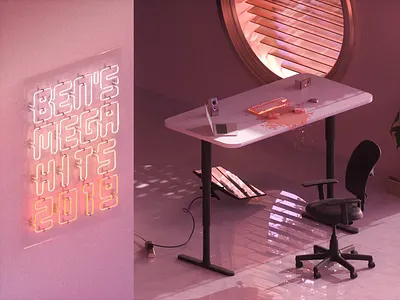 Standing Desk 3d animated c4d cinema 4d design gif illustration neon lights octane render standing desk work station