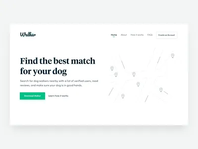 Walker Homepage animation app design gif homepage illustration mp4 sketch ui ux vector video website