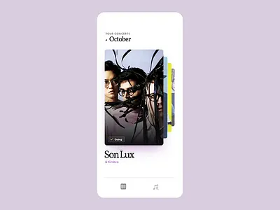 Card Stack Reveal - Concert App brand cards concerts interface minimal planning reveal stacks swipe ui