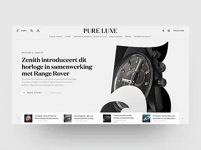 Redesign for Online Luxury Magazine animation design logo magazine motion design online magazine redesign typography ui webdesign
