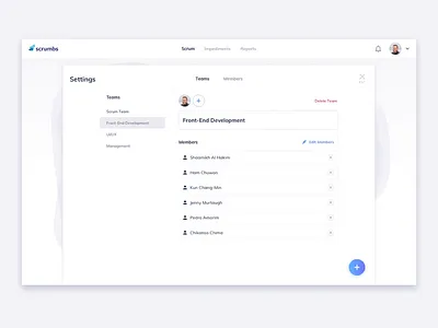 Scrumbs Teams Settings Onboarding UI Design app design daily ui dailyui feature announcement guides ildiesign onboarding onboarding guides onboarding tool scrumbs tool ui tooltips ui ui design user onboarding ux ux design web app web app design