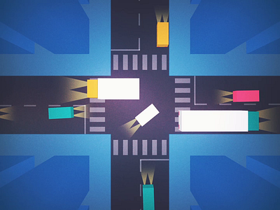 No Traffic Lights animation car cars future intersection motion design self driving truck trucks vertigo