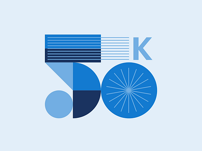 50,000 customers milestone animated brand customer flat geometic illustration number shapes shrimp type