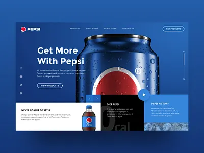 Pepsi Web-site UI Animation animation blue branding concept corporate website design home page identity interaction interface minimalism motion pepsi ui user experience ux web web animation web design website