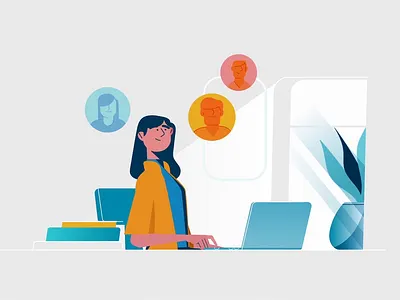 A Goal in Mind 2d animation blue business character dates design desktop handshake human illustration laptop motion graphics office people project vidico web website work