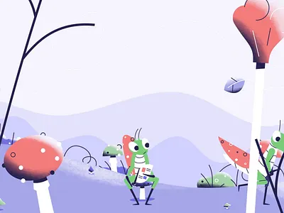 Bug's Life aftereffects animation animation 2d bug character flowers greenscreen illustration jump life live action mushroom plants run cycle shoe small world