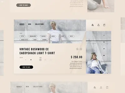 E-commerce animation clothes dailyui dailyui 012 e commerce fashion landing minimal product shop simple style t shirts trend ui ux web design