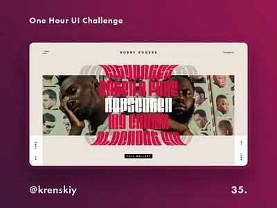 One Hour UI Challenge - 35. - Bobby Rogers animation branding challenge daily challange daily challenge dailyui design fashion landing promo site slider ui uiux ux web design