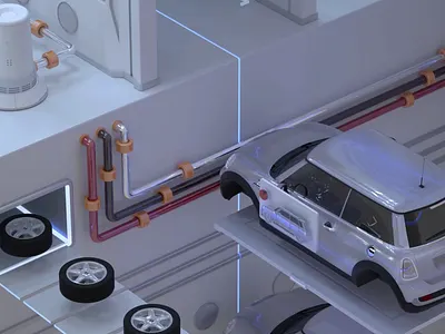 MINI animation art branding c4d car cards clean design icon illustration logo machine typography ui ux web website white