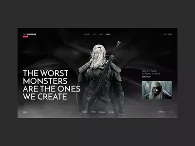 #54.1 Shots for Practice black dark design film hbo homepage minimalism movie netflix series trailer tv typo ui ux video watch website witcher