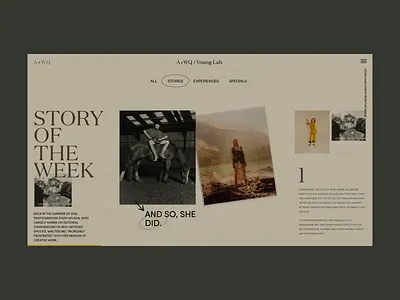 A+WQ / Young Lab Page Stories Animation animation blog concept fashion interaction interface motion promo typography ux video web website