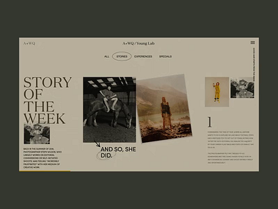 A+WQ / Young Lab Page Stories Animation animation blog concept fashion interaction interface motion promo typography ux video web website