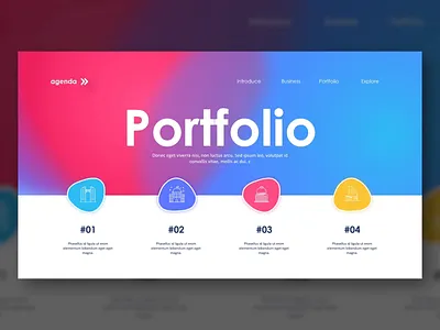 Gradient Portfolio Design 4 step animation business designball envato massive x portfolio portfolio design powerpoint template pptx presentation presentation template product slide slideshow webdesign
