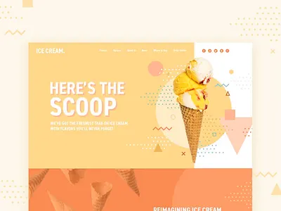 Ice Cream Company Homepage Concept animation colors design double up digital geometric home homepage ice cream landing landing page memphis design memphis style motion pastel retro shapes webdesign website