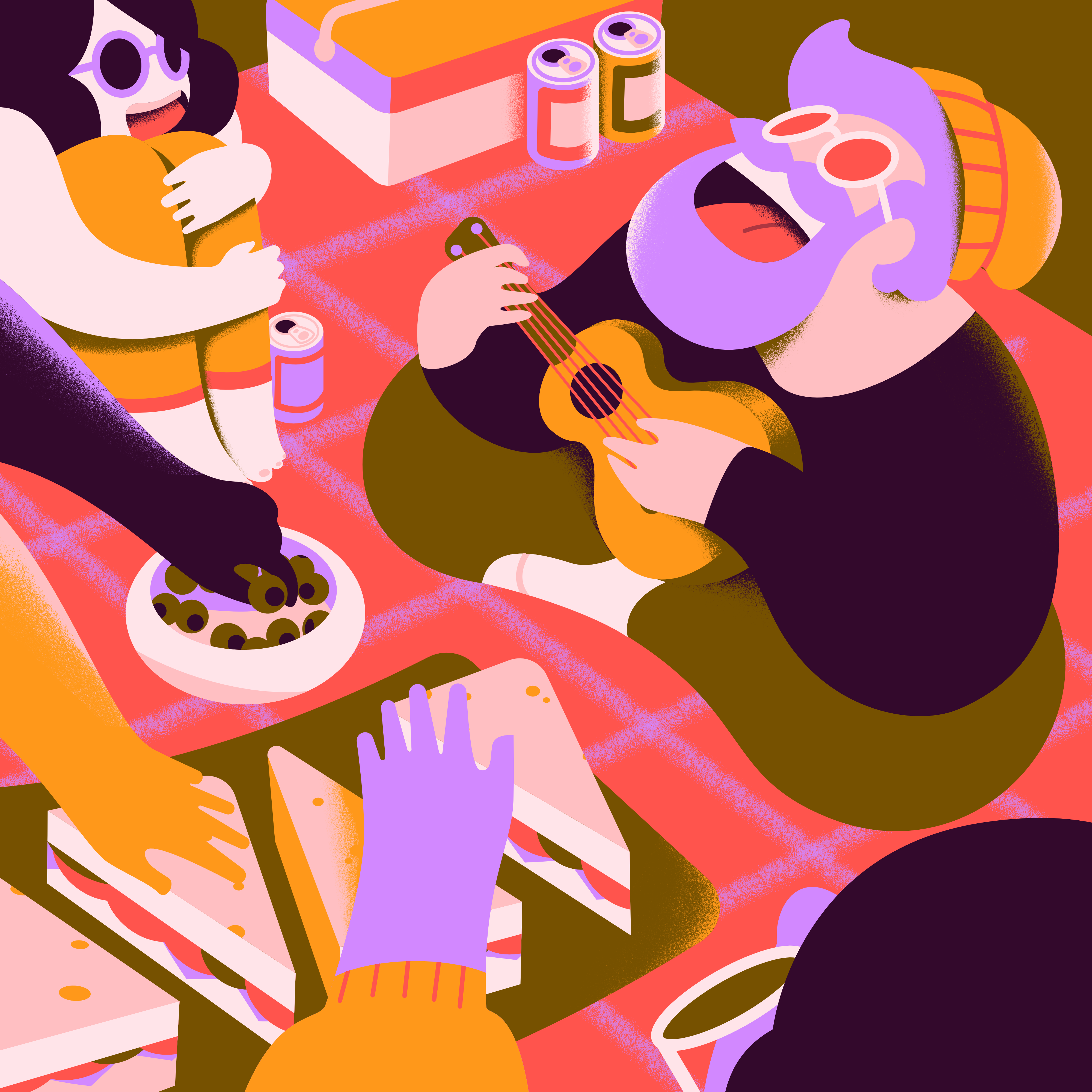 Picnic affinity designer art colorful colorful illustration design digitalillustration flat friends fun illustration picnic vector vectorart vectorillustration