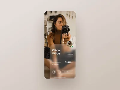 Daily UI 006 – Freelance app user profile animation clean daily ui daily ui 006 dailyui figma freelancer minimal minimalism motion photography app principle profile simple ui user profile
