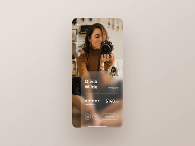 Daily UI 006 – Freelance app user profile animation clean daily ui daily ui 006 dailyui figma freelancer minimal minimalism motion photography app principle profile simple ui user profile