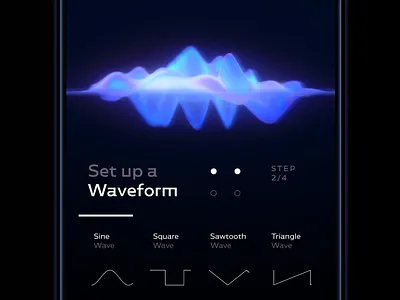AI Music App Wave Animation 2 ai artificial intelligence audio wave c4d form fx light loader loading animation machine learning music app neon neural network onboarding sci fi set up space steps tabs wave