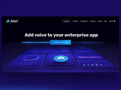 Alan Hero Image 3d ai anim animation app artificial intelligence branding cinema4d design illustration logo motion sound soundwave voice wave web webdesign website