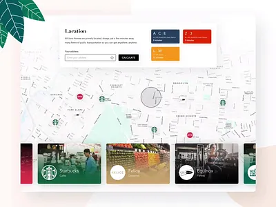 New York City attractions map animation attractions cafe equinox fitness food gradient leaves location pin locations logo map mapping metro newyork nyc scroll animation scrollbar sturbucks whoolefoods