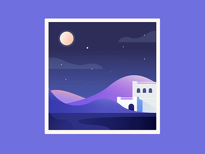 Postcard architecture desert illustration landscape night sky