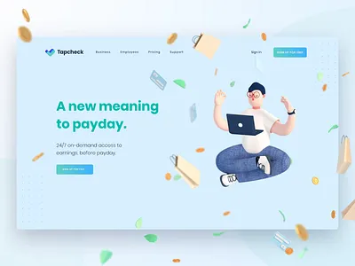 Tapcheck Homepage 3d brand cinema4d design geometry illustration landingpage ui web website