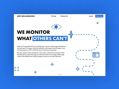 Landing page for Deep Web Monitor landing landing page promo readymag ui ux
