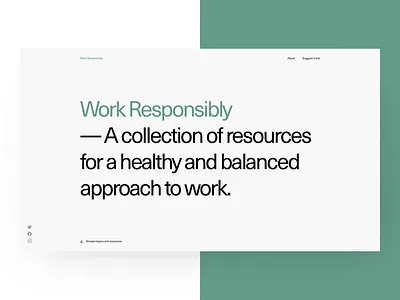 Work Responsibly - Homepage ales nesetril anxiety calm focus health healthy landing page mindfulness minimal site motivation prague productivity sleep stress strv wellbeing wellness wireframe work balance work responsibly