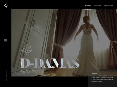D-Damas : Destination Wedding Planner animation clean dark design destination wedding landing page landingpage movie typography web web design webdesign website wedding planner wedding planning weddings women fashion