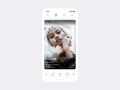 Zoe - Homescreen Interaction card dating dating app datingapp grid interaction motion notification swipe ui ux violet