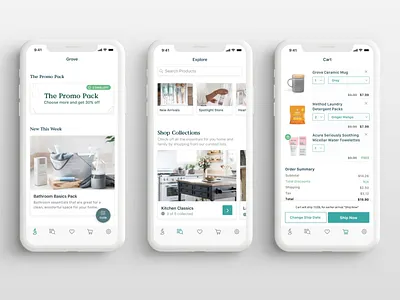 Grove Collaborative App Refresh app ecommerce ecommerce design grove ios redesign refresh shopping shopping app tiles white