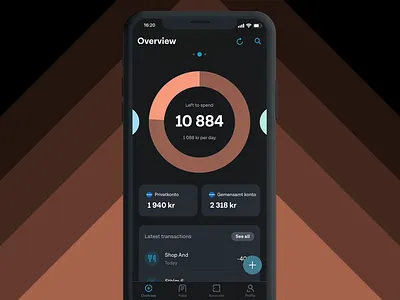Tink Left To Spend (Dark mode) app design dark mode dark ui finance interaction design ios money management