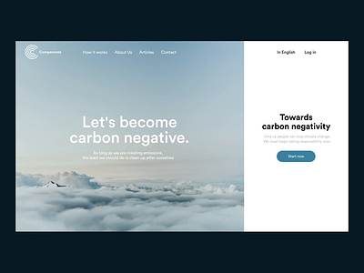 Compensate.com animation clean ecological grid homepage interaction layout minimal nature scroll scrolling split transition ui ux video web website