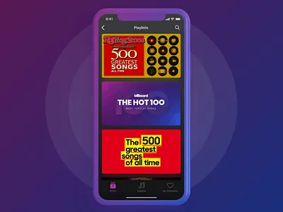 Music App | Playlists animation clean ui cover dark ui ios app mobile app mobile design music app music app ui playlists scroll top songs
