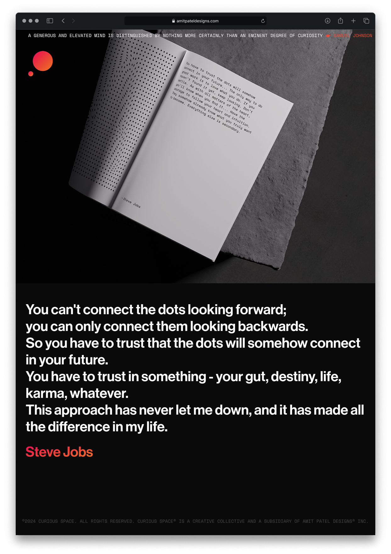 Connecting d᠅᠅ ts comps connecting curious.space dots steve jobs website
