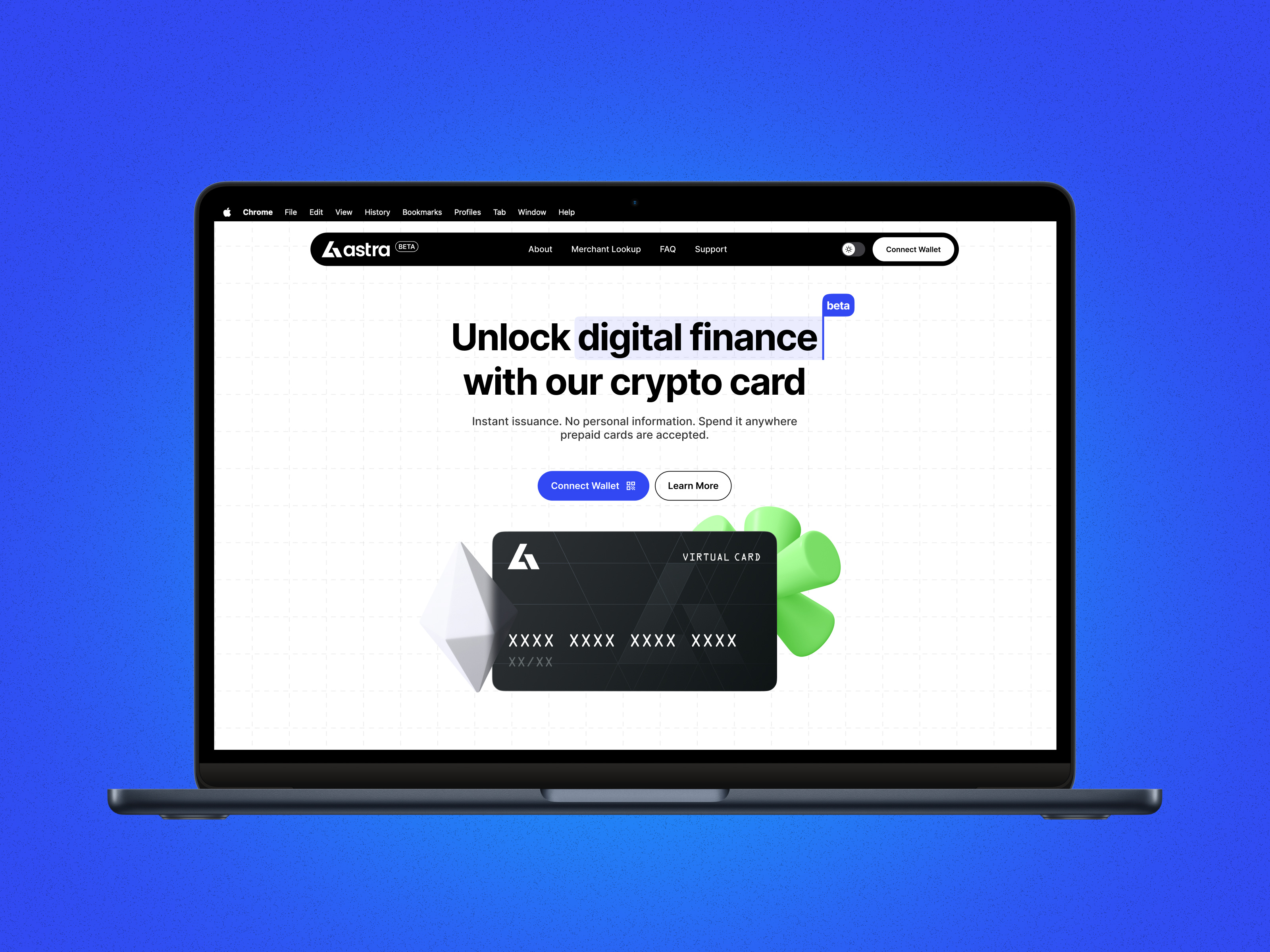 Astra Finance – Crypto Card App & Landing Page Design app crypto ui ux web3 website