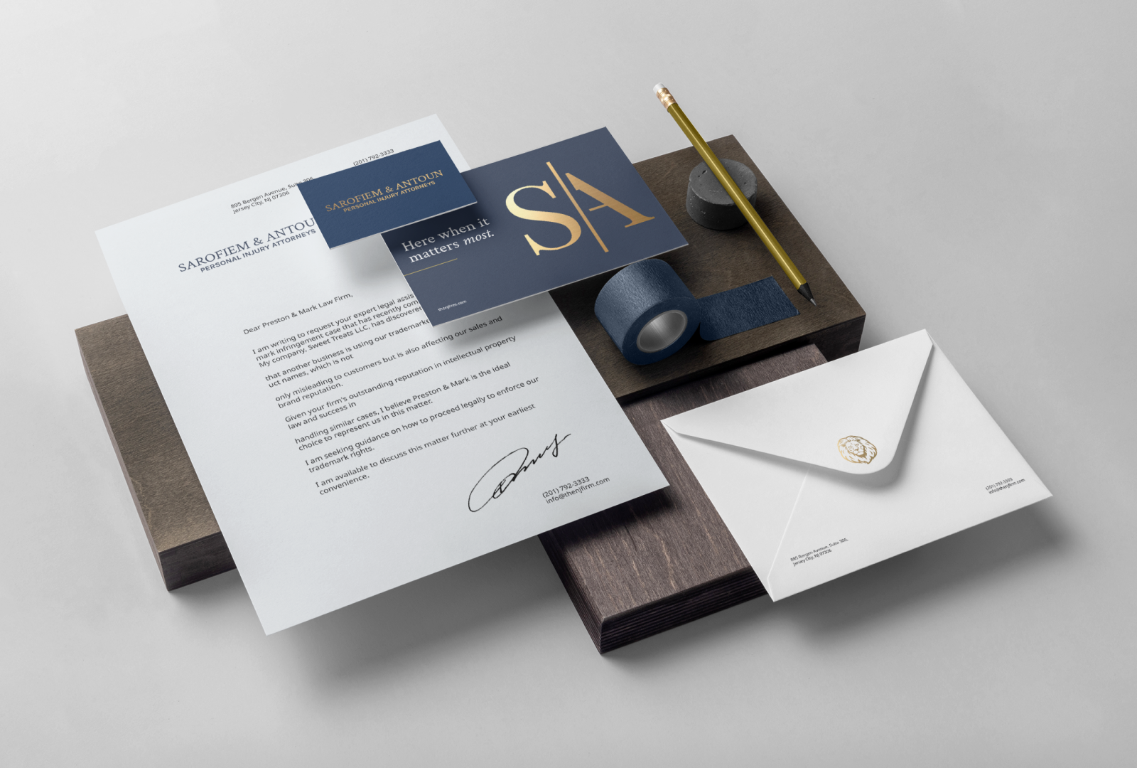 Sarofiem & Antoun Brand Identity Design Lawyer Firm - Stationery advocacy brand identity design branding graphic design law firm lawyers lightspace stationery design