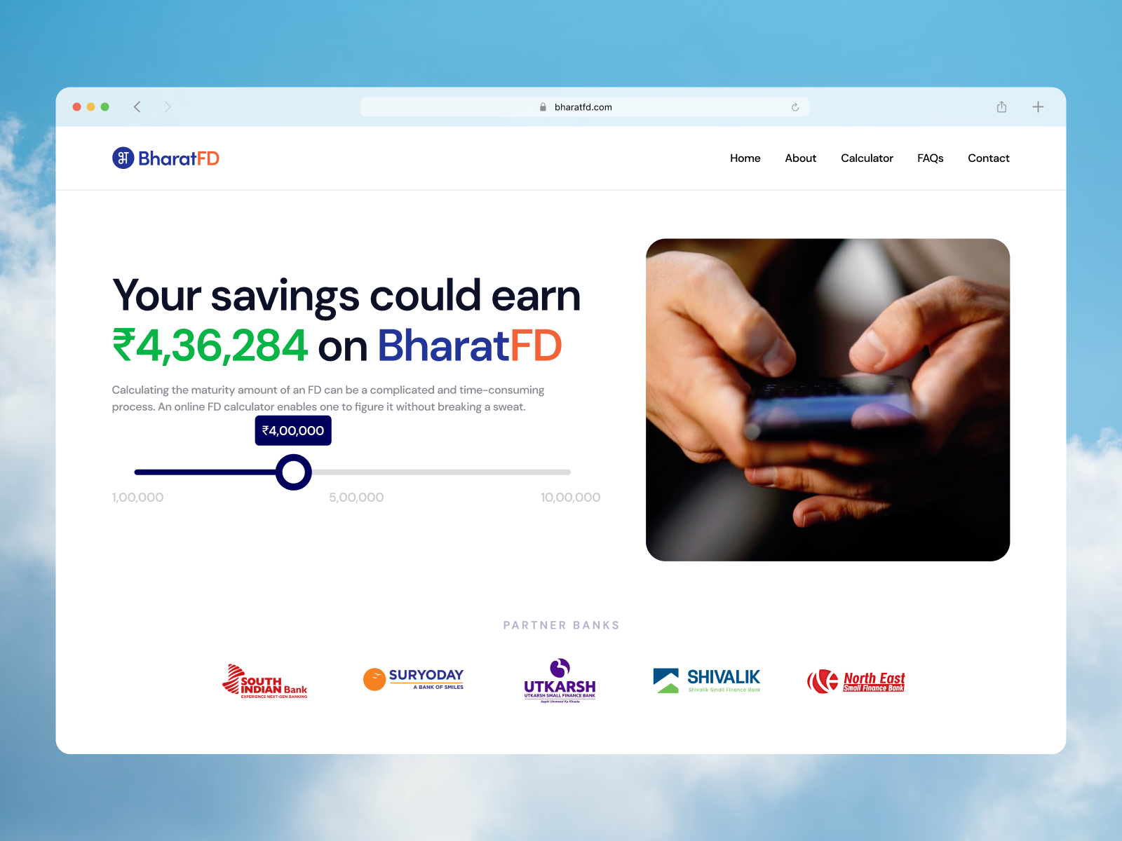 Example of BharatFD Website Design - Fintech