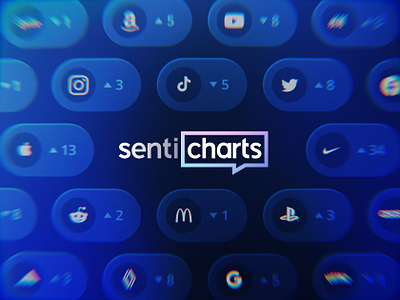 SentiCharts analysis blue branding brands charts classification gradients list logo mentions popular ranked ranking rated rating saas score social media tool top