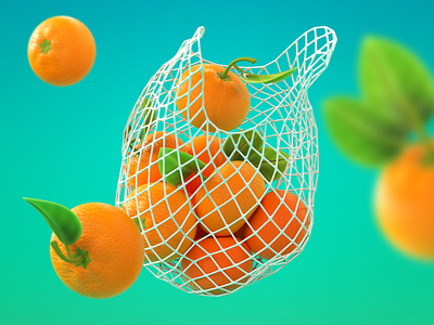 Mandarine 3d design food illustration