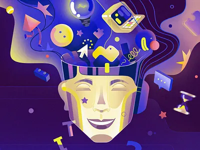 Head of Ideas art code colorful creative design digital art digital illustration digital painting fantasy future graphic graphic design idea illustration illustration art illustrator painting programming