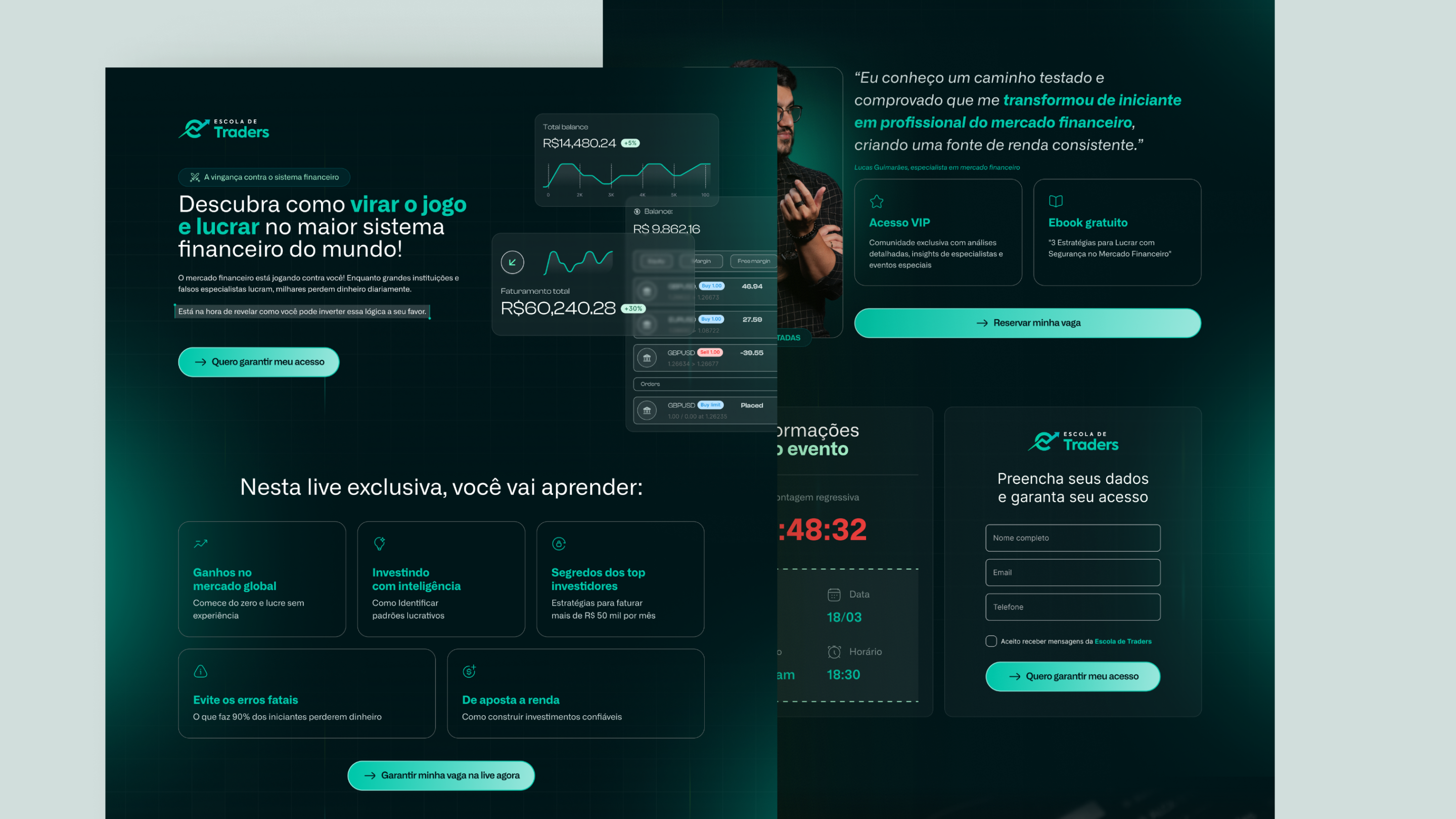 Landing Page - Escola de Traders landing page launch landing page trade product design trade market ui ui design ui landing page ui trader user interface