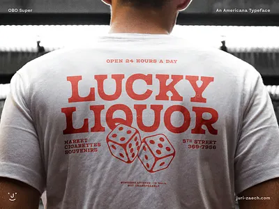 OBO Super Typeface americana design dice font liquor logo red retro store t shirt type typeface vintage