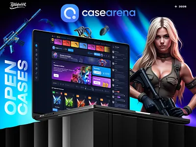 CaseArena – CSGO Gambling online casino 3d animation branding corporate csgo design dota2 gambling game games gaming graphic design mines motion graphics open case rust standoff ui ux website