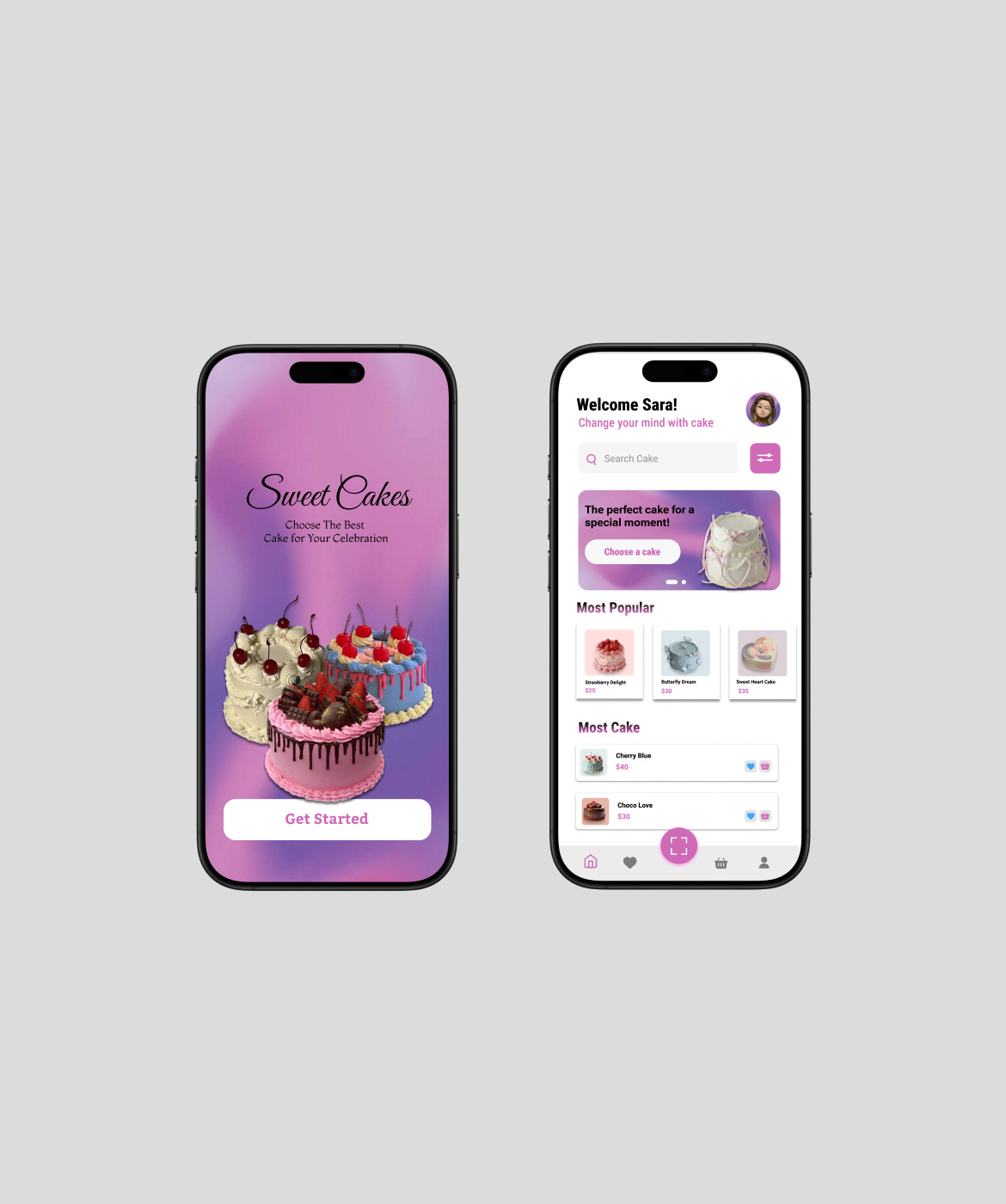 Sweet Cakes - Mobile App UI Desigh app design iosdesign mobileui ui