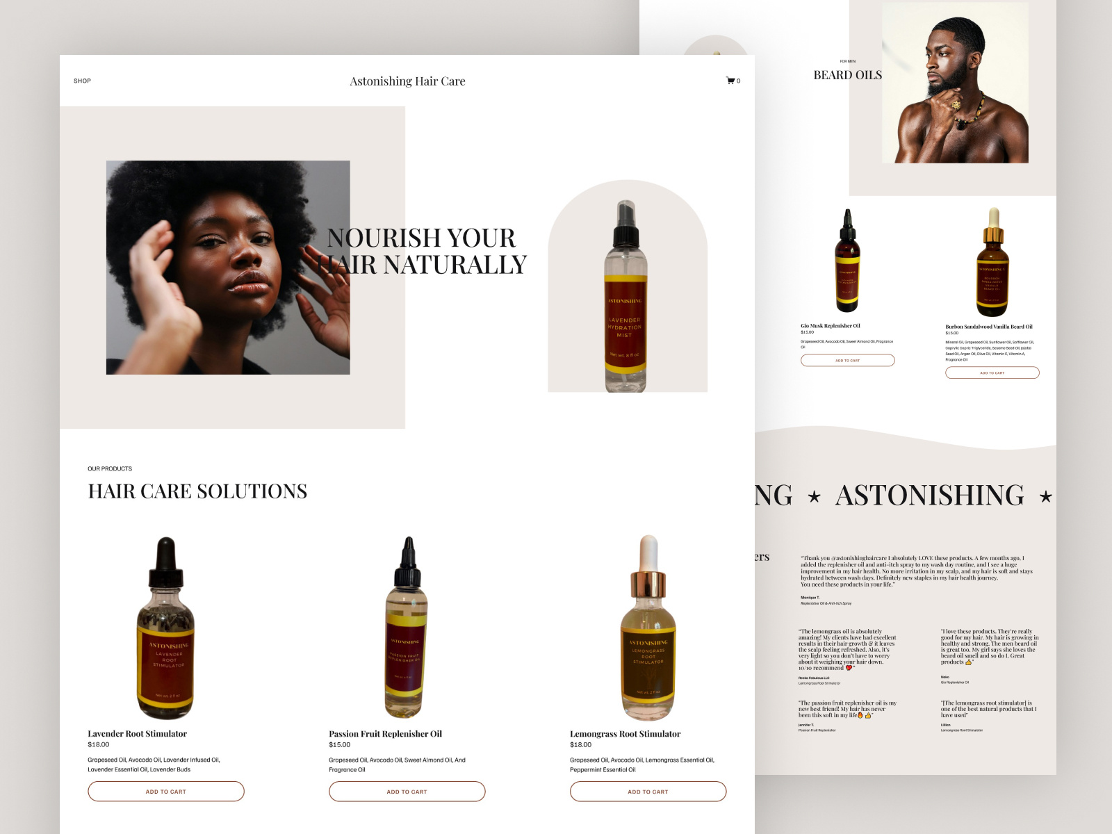 Beauty & Hair Care Ecommerce Website beauty design ecommerce hair shop squarespace store web design