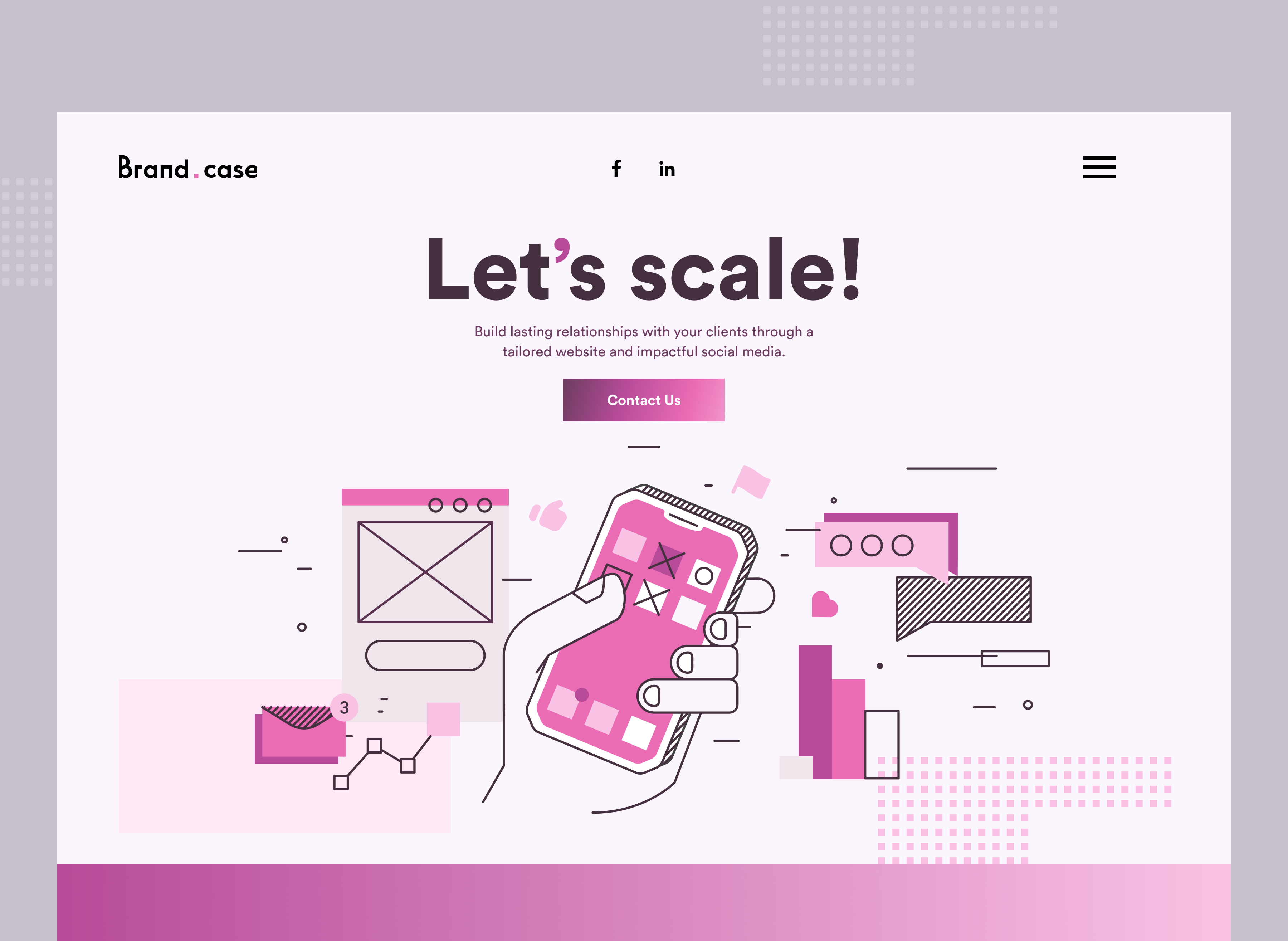 Brand.case Web Design flat icons illustration landing page logo pink ui ux vector web design