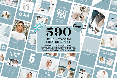 Blue Instagram Bundle branding design graphic design