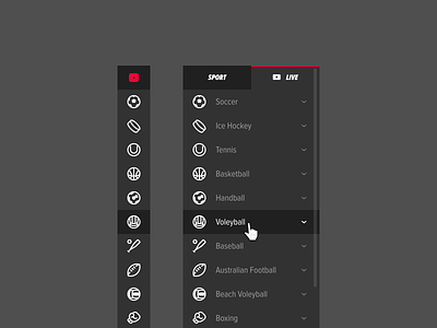 DOXXbet – Sidebar betting dark design menu navigaction sidebar sport ui ux webdesign